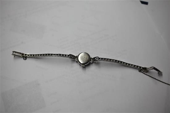 A ladys 18ct white gold and diamond set Rolex Precision manual wind cocktail watch,
